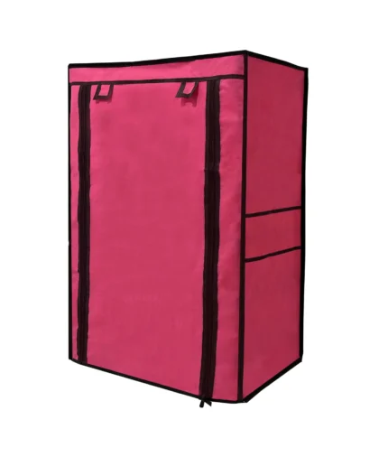4 shelves shoe rack cover pink color
